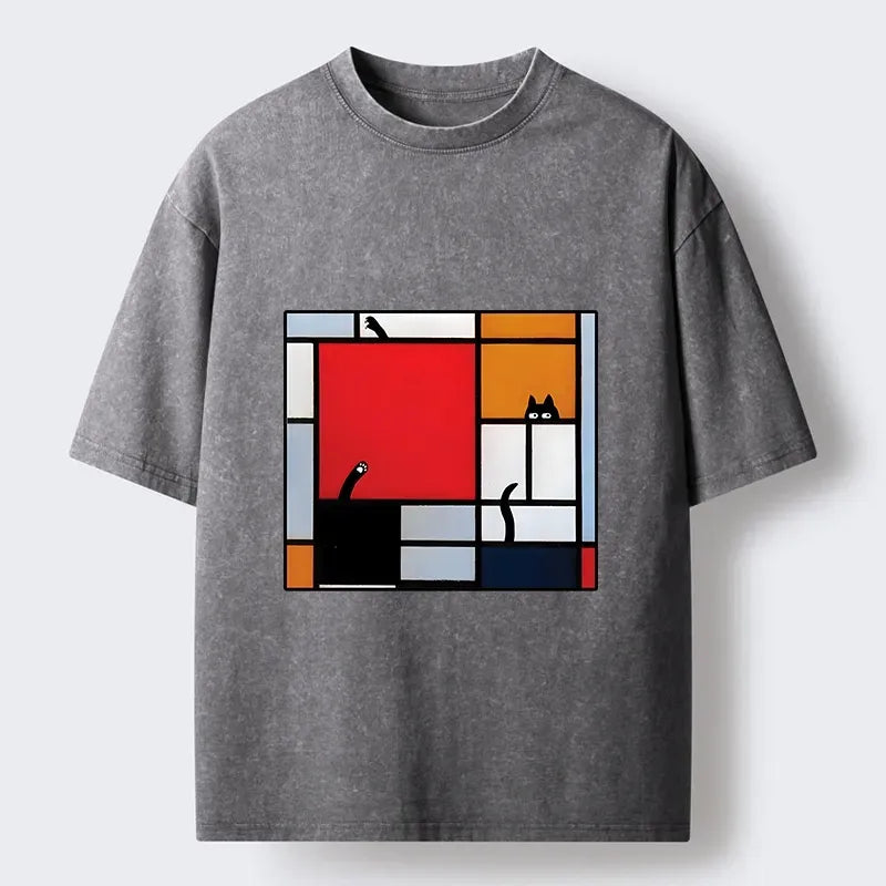 Hide and Seek Cat T-Shirt for Summer Vacation