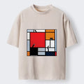 Kyoto-Lion Geometric Cat Hide And Seek Washed T-Shirt