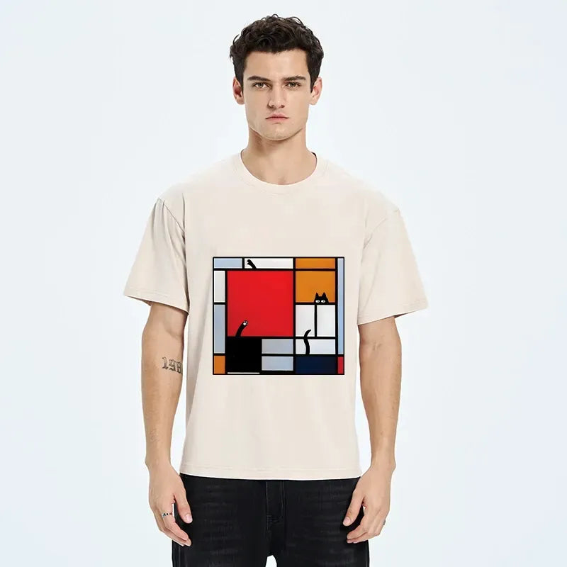 Hide and Seek Cat T-Shirt for Summer Vacation
