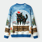 Kyoto-Lion Snowglobe Mischief Fuzzy Christmas Ugly Sweatshirt