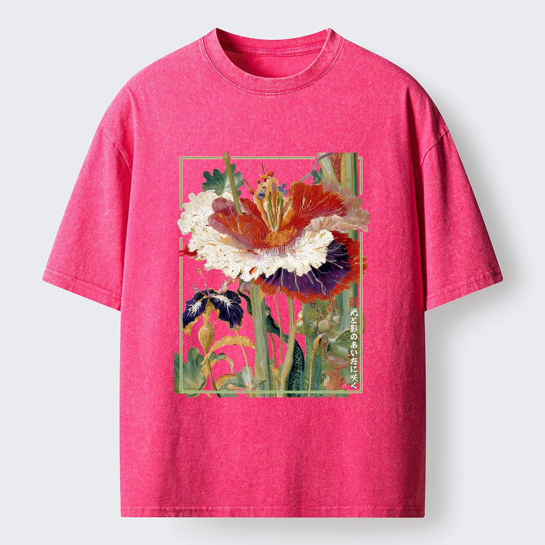Comfortable Japanese flower t-shirt