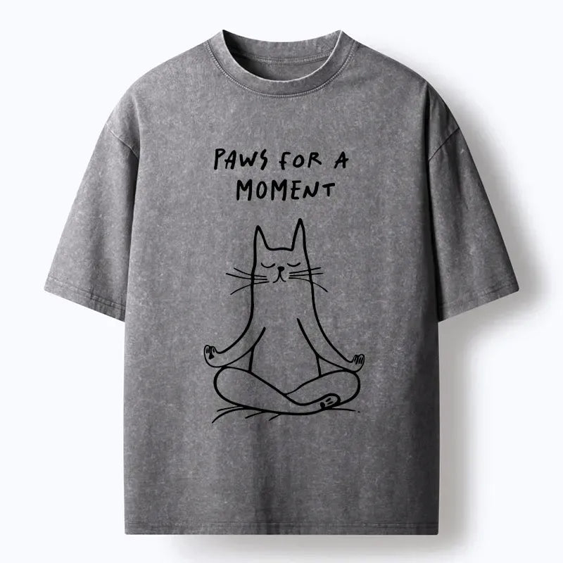 Kyoto-Lion Yoga Zen Cat Washed T-Shirt