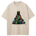 Kyoto-Lion Yarn Christmas Tree Cat Washed T-Shirt