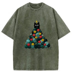 Japanese Cat Christmas Tree Vintage T-Shirt