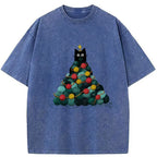 Japanese Cat Christmas Tree Vintage T-Shirt