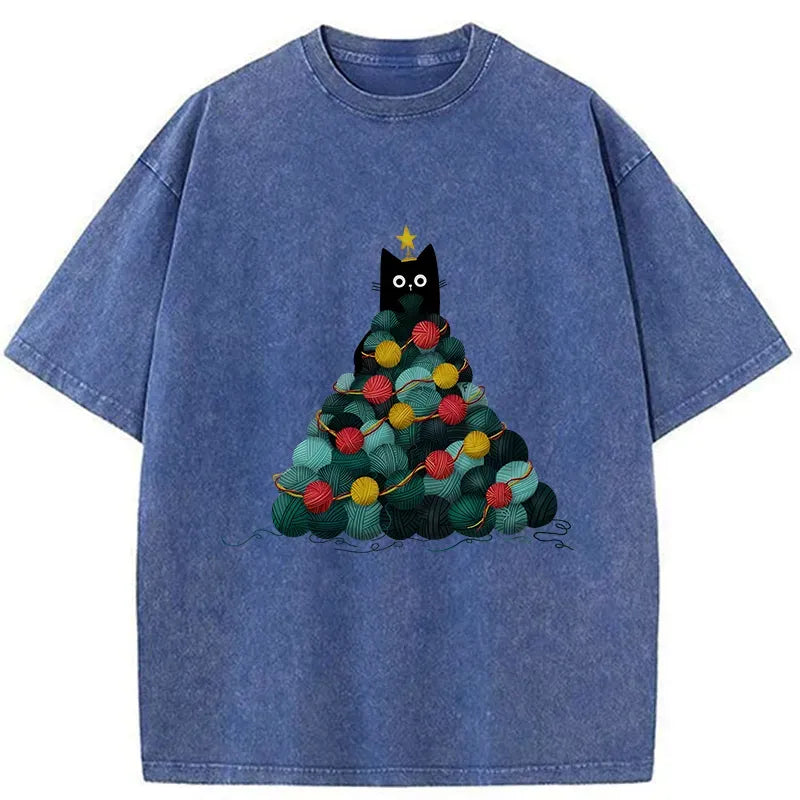 Japanese Cat Christmas Tree Vintage T-Shirt