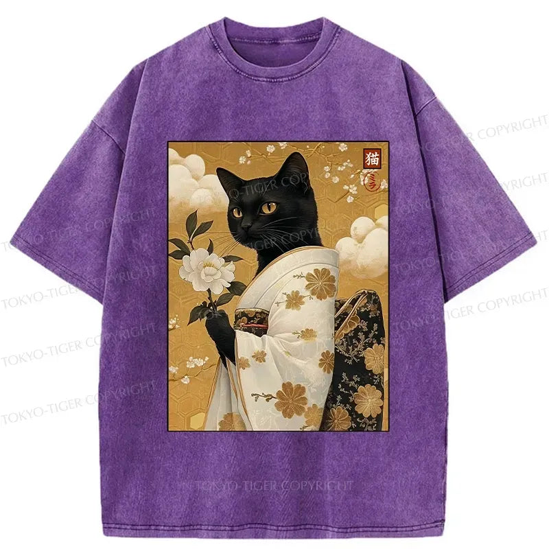 Kyoto Lion Black Cat Streetwear Tee for Daily Wear