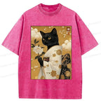 Kyoto Lion Black Cat Streetwear Tee for Daily Wear
