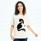 Japanese Black Cat Washed T-Shirt