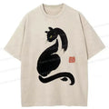 Japanese Black Cat Washed T-Shirt