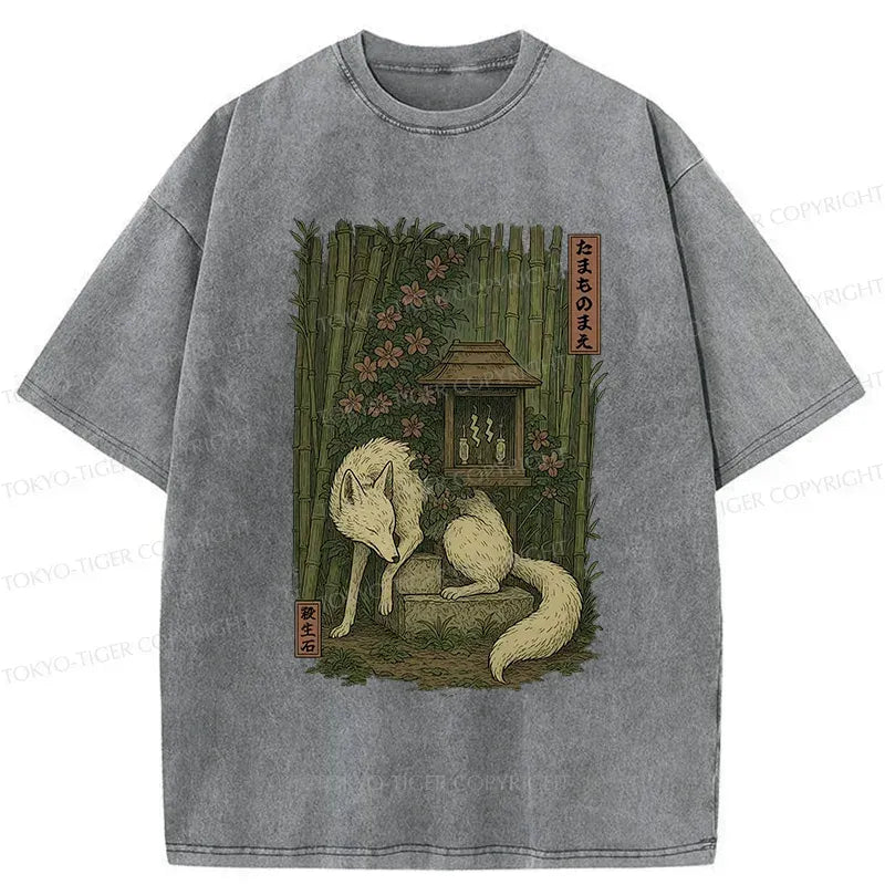 Japanese Fox Demon Washed T-Shirt