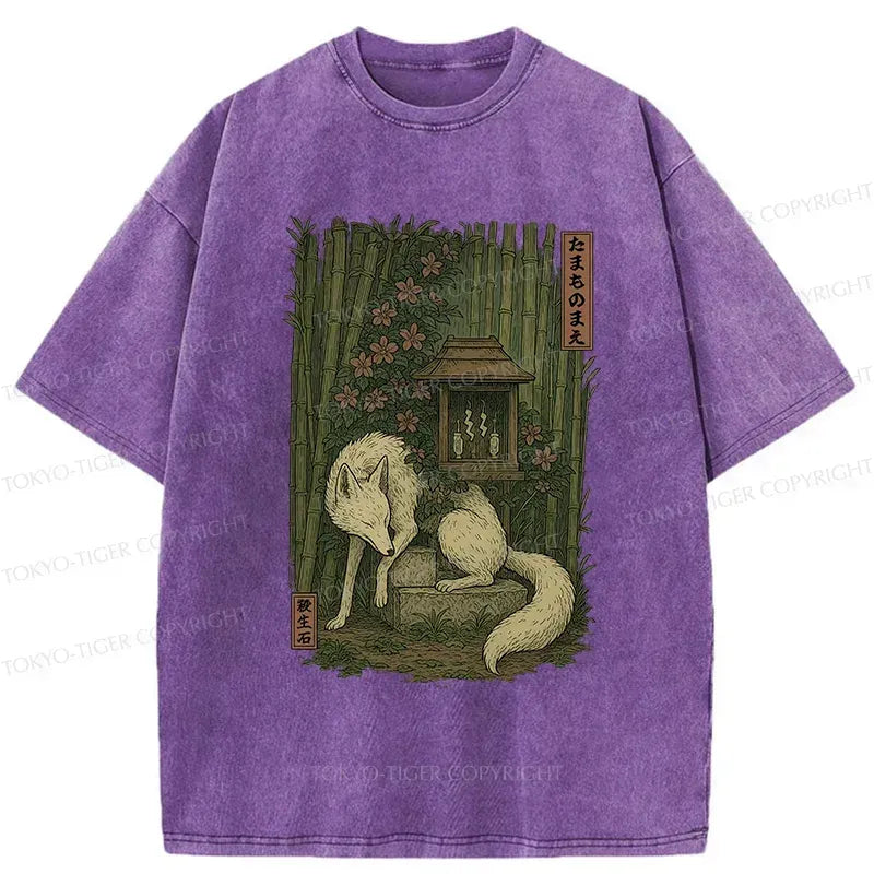 Kyoto-Lion Japanese Fox Demon Washed T-Shirt