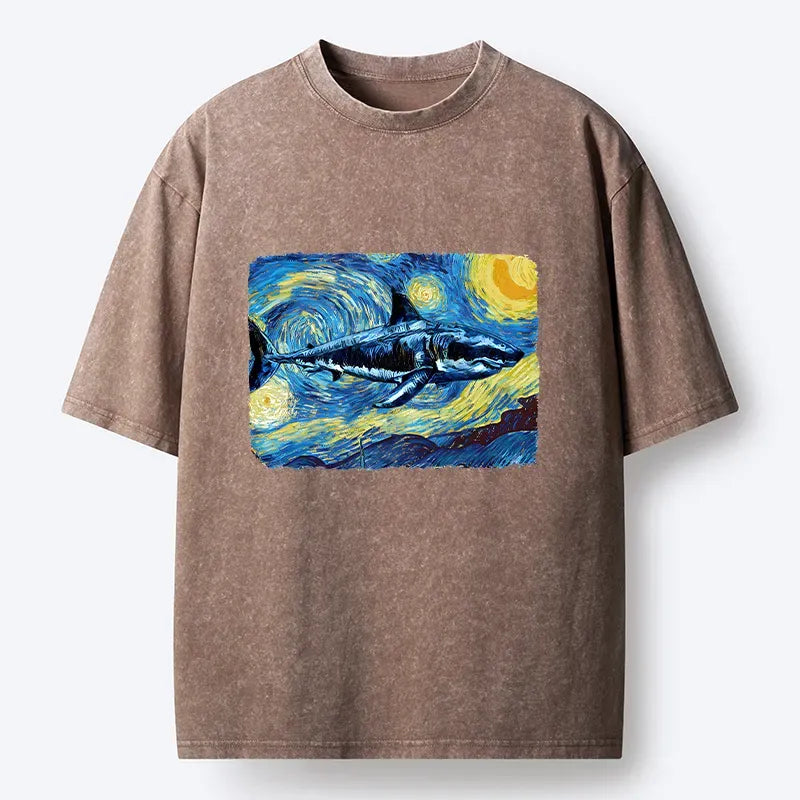 Kyoto-Lion Van Gogh's Shark Washed T-Shirt