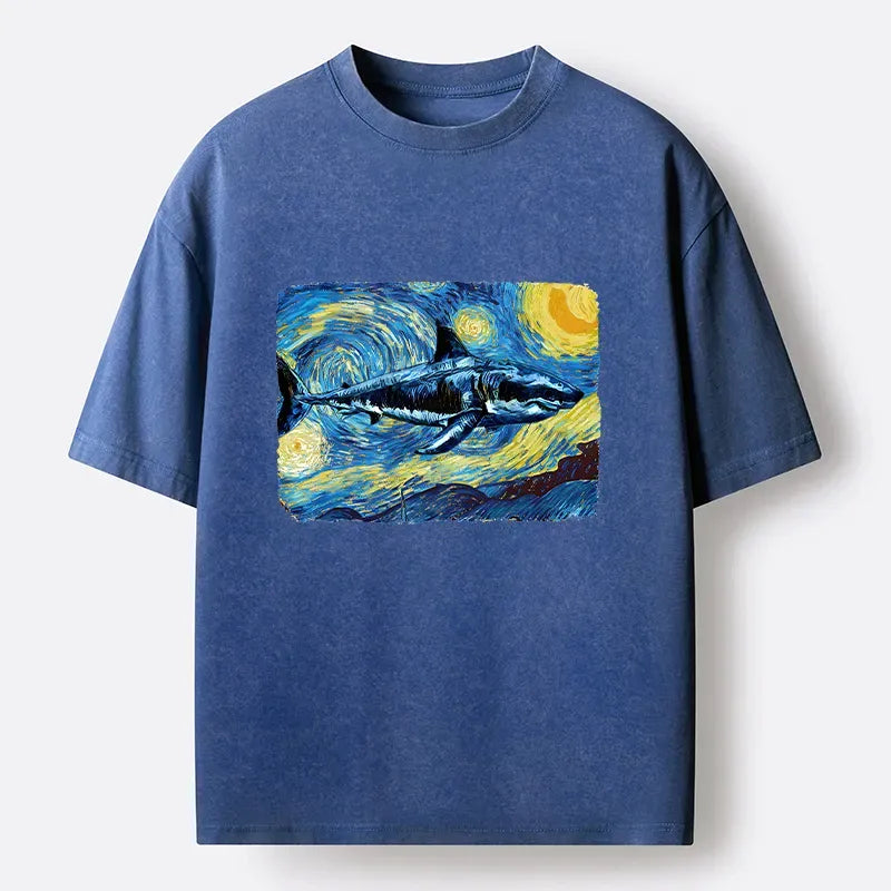 Kyoto-Lion Van Gogh's Shark Washed T-Shirt
