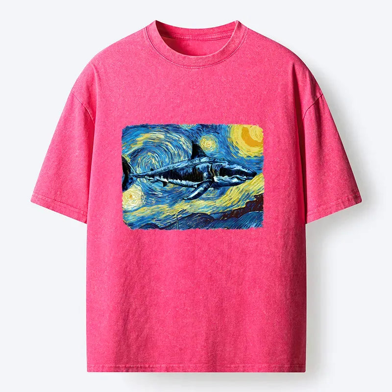 Kyoto-Lion Van Gogh's Shark Washed T-Shirt