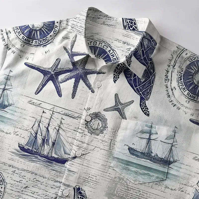 Unisex Cotton Button-up Shirt for Vacation