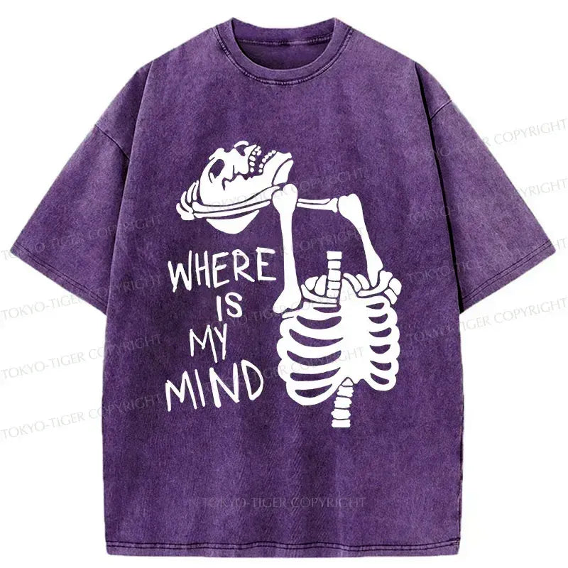 Kyoto-Lion Confused And Angry Skeleton Washed T-Shirt