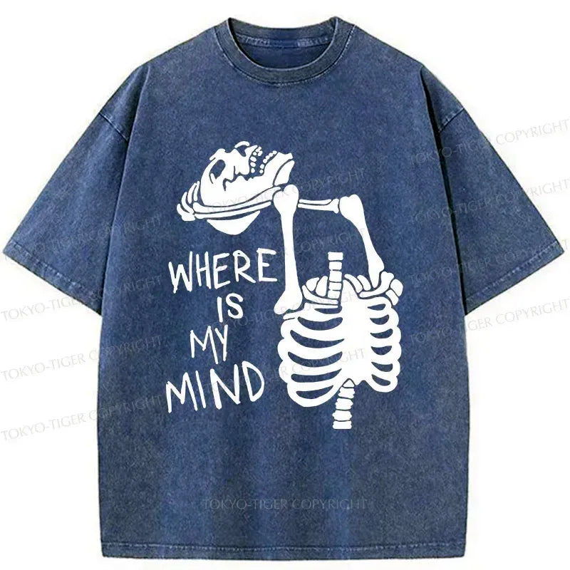 Japanese Washed Skeleton T-Shirt for Daily Wear