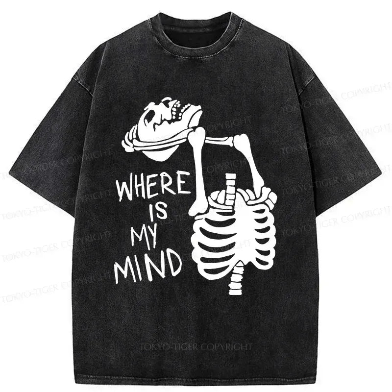 Kyoto-Lion Confused And Angry Skeleton Washed T-Shirt
