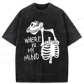 Kyoto-Lion Confused And Angry Skeleton Washed T-Shirt