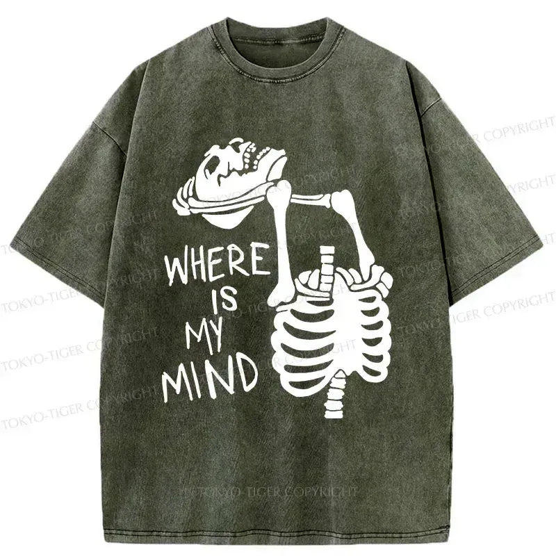 Kyoto-Lion Confused And Angry Skeleton Washed T-Shirt