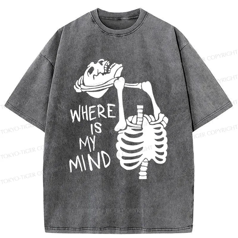 Japanese Washed Skeleton T-Shirt for Daily Wear