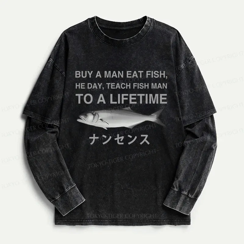 Kyoto-Lion Funny To A Lifetime Washed Double Layer T-Shirt