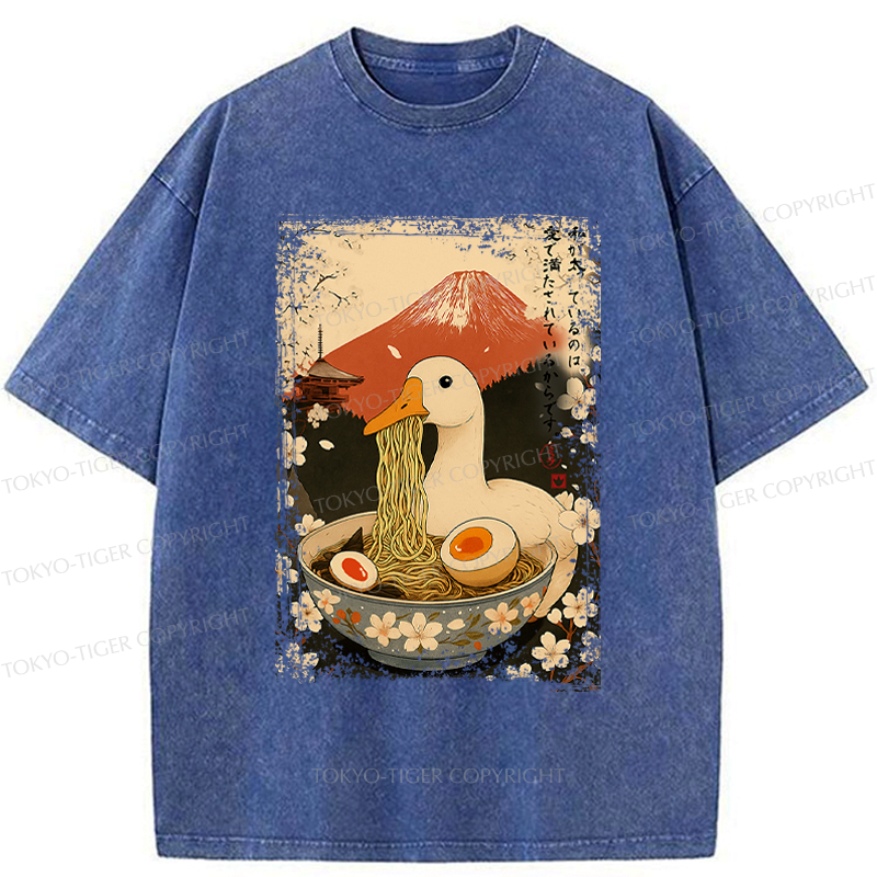 Japanese Ukiyoe Washed T-Shirt for Daily Wear