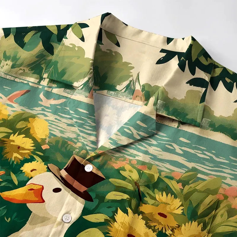 Kyoto-Lion Naughty Duck Eat Ramen Aloha Hawaiian Shirt