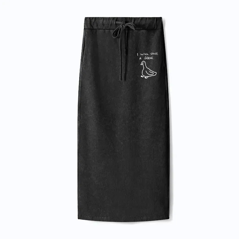 Funny Japan Retro Washed Terry Skirt for Women