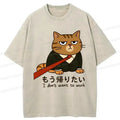 Kyoto-Lion Funny I Don't Want To Work Washed T-Shirt