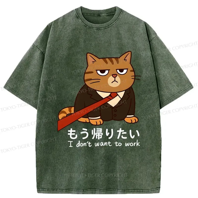 Funny Japanese Washed T-Shirt for Daily Wear