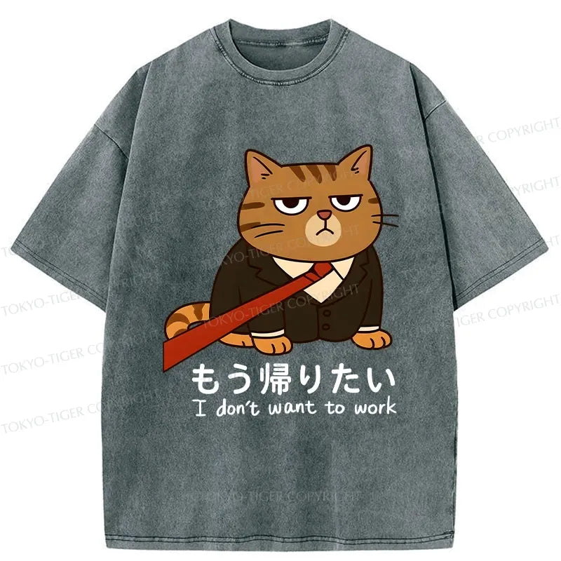 Funny Japanese Washed T-Shirt for Daily Wear