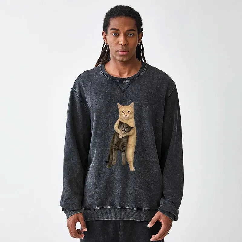 Japanese orange cat sweatshirt for daily wear