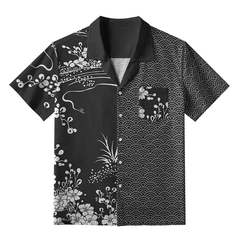 Kyoto-Lion Flowing Waves And Sakura Aloha Hawaiian Shirt