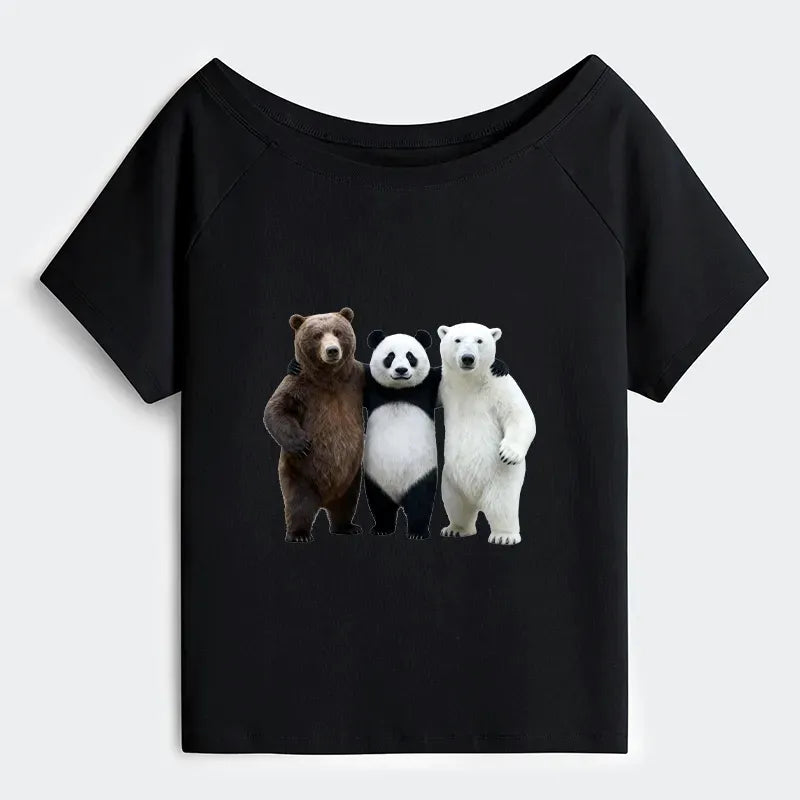 Japanese Streetwear Off Shoulder T-Shirt