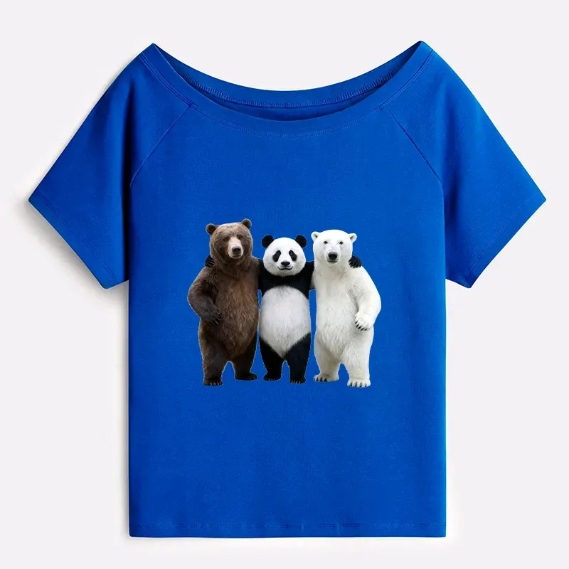 Japanese Streetwear Off Shoulder T-Shirt