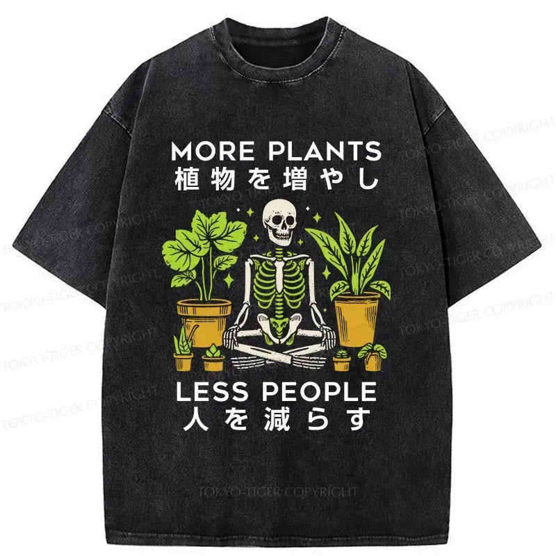 Japanese Skeleton Washed T-Shirt for Streetwear