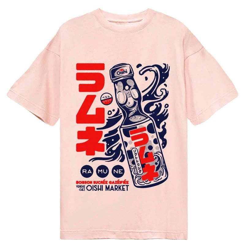 Kyoto-Lion Ramune Print Japanese Classic T-Shirt