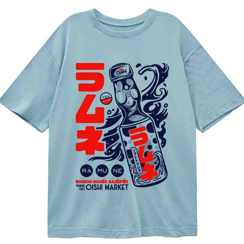 Kyoto-Lion Ramune Print Japanese Classic T-Shirt
