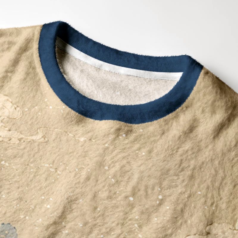 Kyoto-Lion Winter Snow Fox Fuzzy Christmas Ugly Sweatshirt