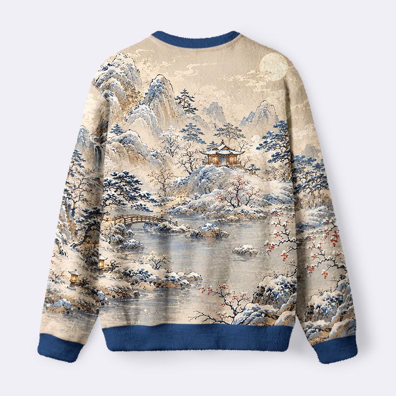 Kyoto-Lion Winter Snow Fox Fuzzy Christmas Ugly Sweatshirt
