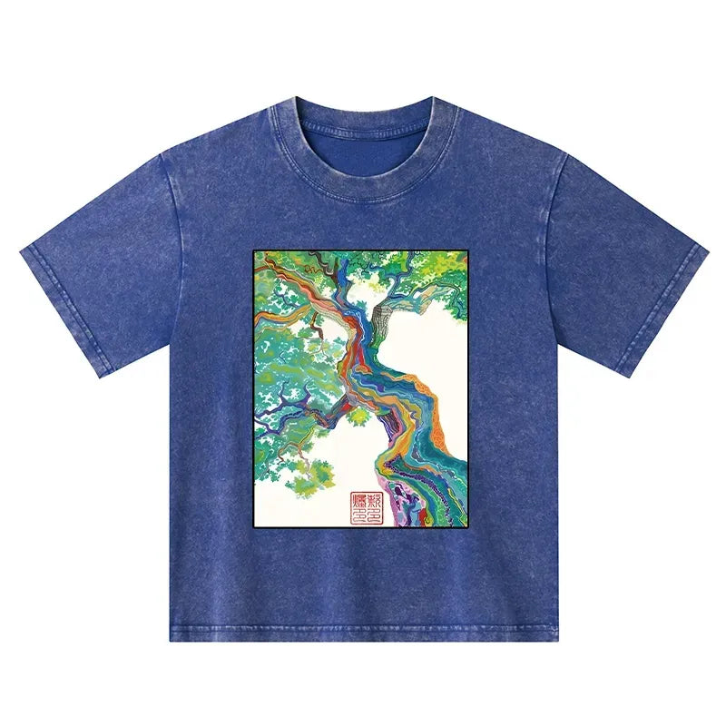 Kyoto-Lion Colorful Magic Tree Kids Washed T-Shirt