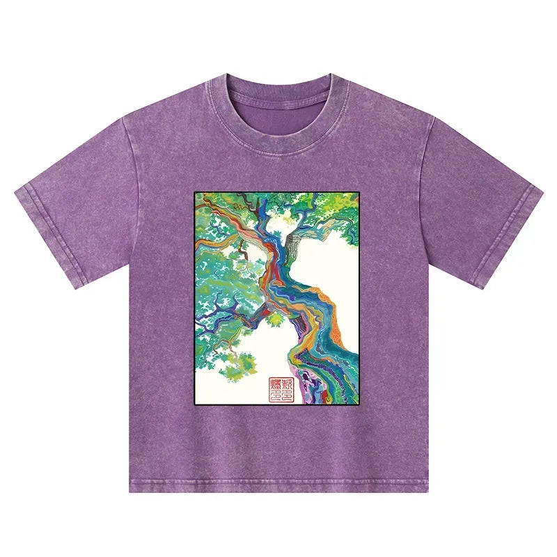 Kyoto-Lion Colorful Magic Tree Kids Washed T-Shirt