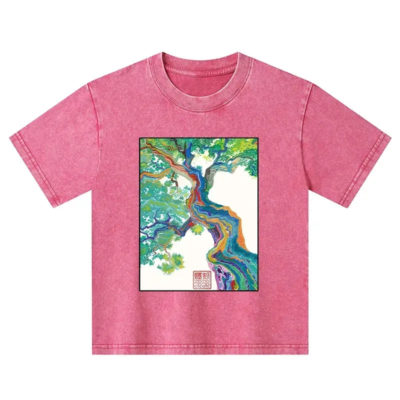 Kyoto-Lion Colorful Magic Tree Kids Washed T-Shirt