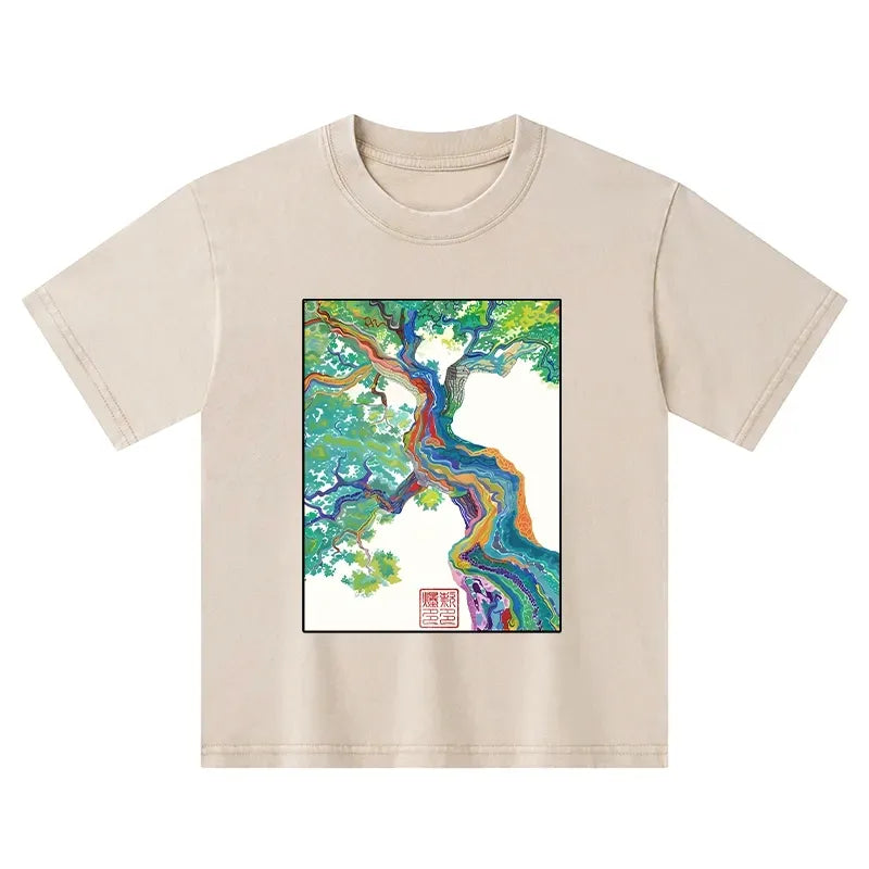 Japanese colorful magic tree kids t-shirt