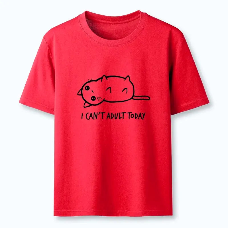 lazy cat refusing adulting t-shirt