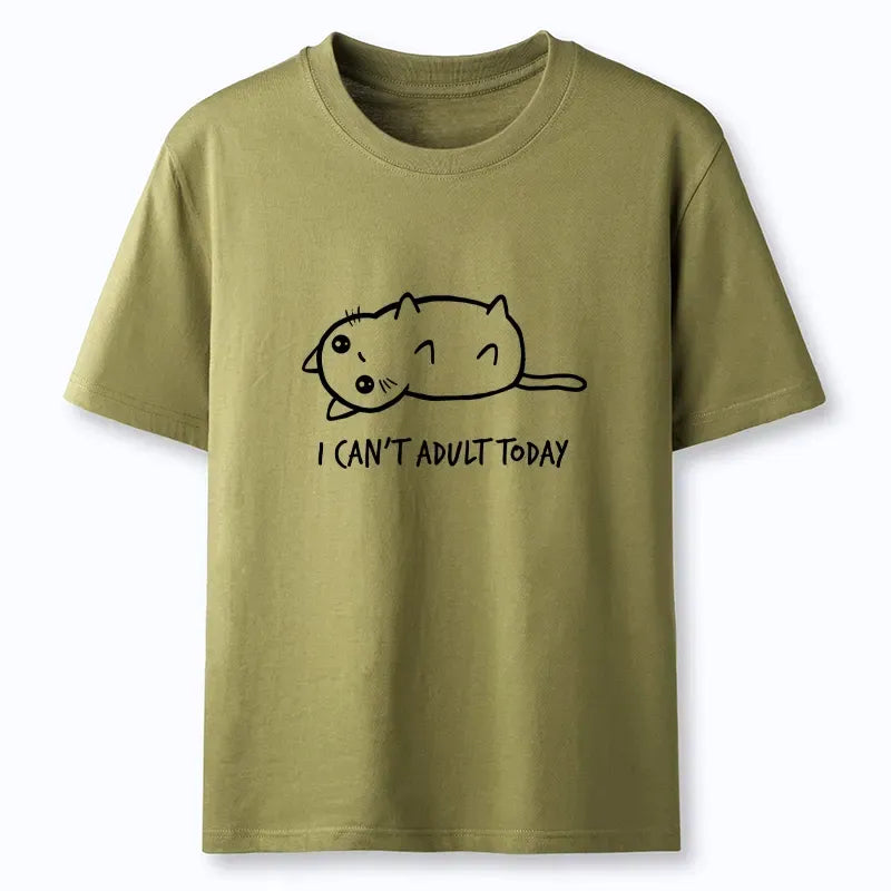 lazy cat refusing adulting t-shirt
