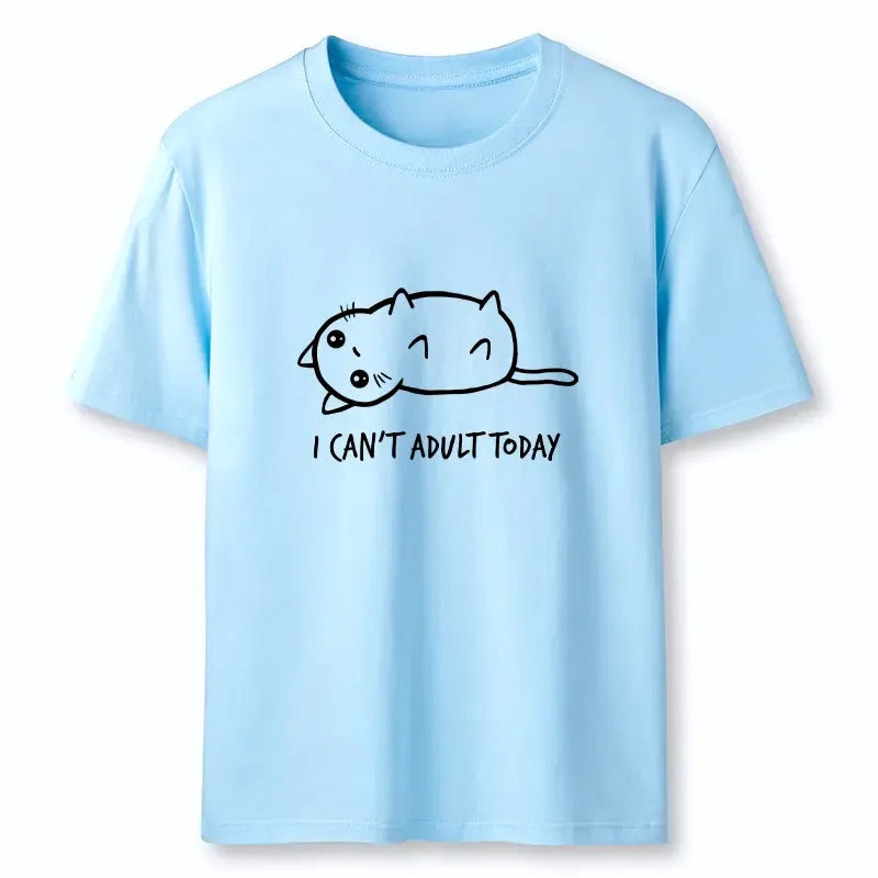 lazy cat refusing adulting t-shirt