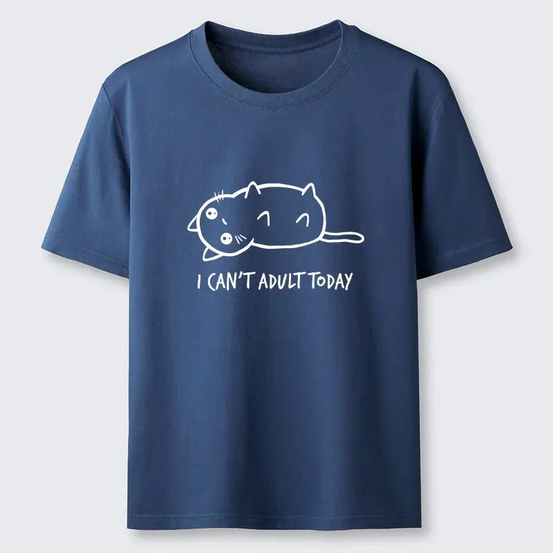 lazy cat refusing adulting t-shirt